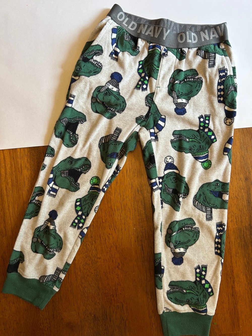 Dino Pajama Pants With Pockets | Boys XS 5 | Fleece Winter Cozy | Old Navy